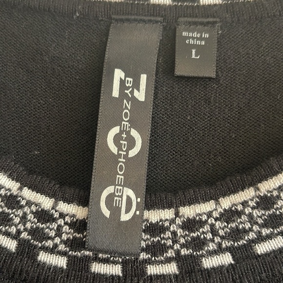 Zoe+Phoebe Sweater Dress Long Sleeve Black & White Soft & Cozy - Picture 2 of 7